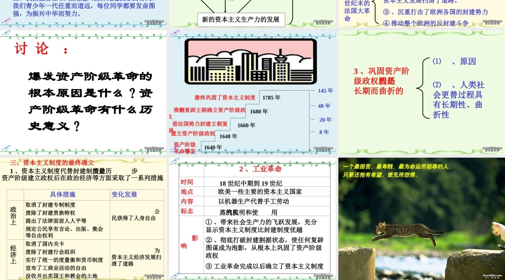 九年级政治复习课件 资本主义制度的建立 人教版 课件