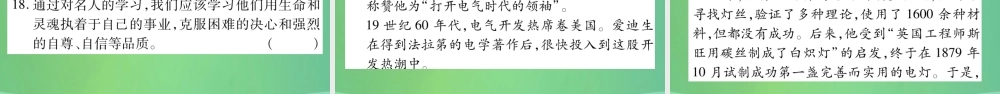中考历史复习 第一篇 教材系统复习 4 世界古、近代史 第五学习主题 第二次工业革命与社会巨变及近代的科学与文艺习题课件