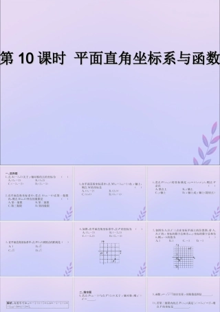 中考数学复习 第10课时 平面直角坐标系与函数(课后作业)课件
