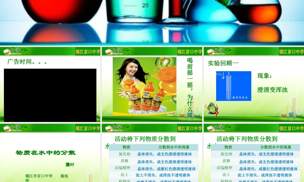 物质在水中的分散