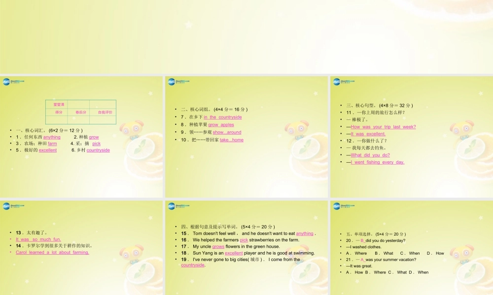 七年级英语下册 Unit 11 How was your school trip Section A 2a－2d(预习导航+堂堂清+日日清)课件 (新版)人教新目标版 课件