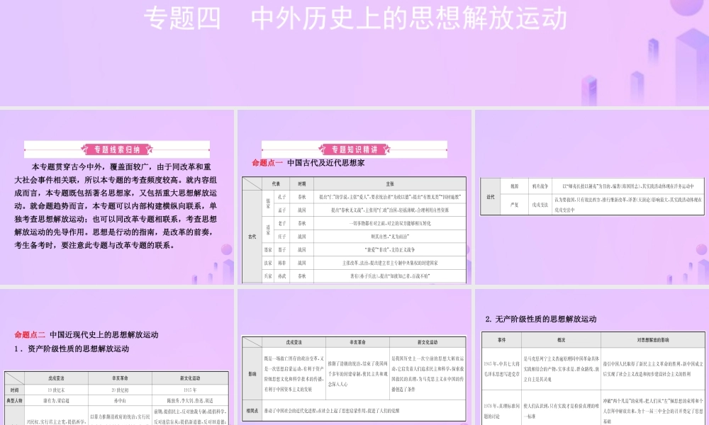 中考历史复习 专题四 中外历史上的思想解放运动课件