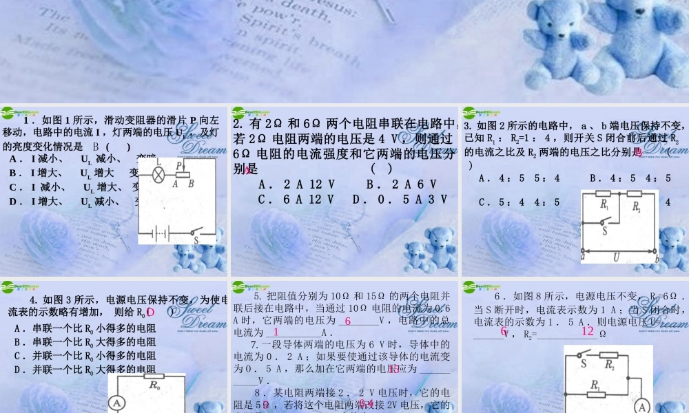 九年级物理 欧姆定律专题练习课件 北师大版 课件