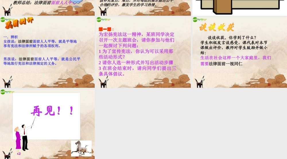 八年级政治下册 7.2 适用法律一视同仁课件 北师大版 课件