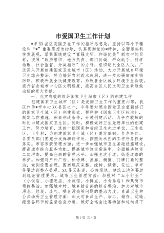 市爱国卫生工作计划