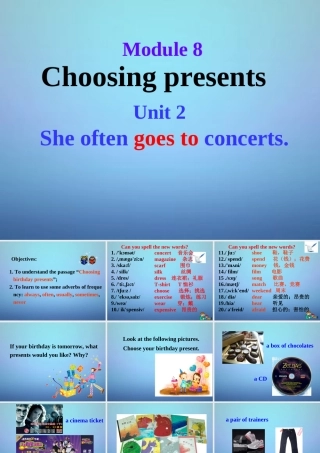 七年级英语上册 Module 8 Unit 2 She often goes to concerts课件 (新版)外研版 课件