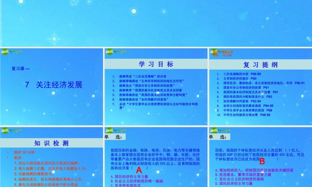 九年级政治 关注经济发展复习课件 人教新课标版 课件