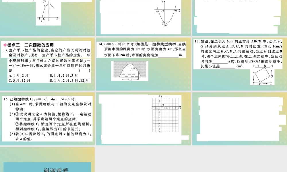 九年级数学下册 第二章 二次函数小结与复习习题讲评课件 (新版)北师大版 课件