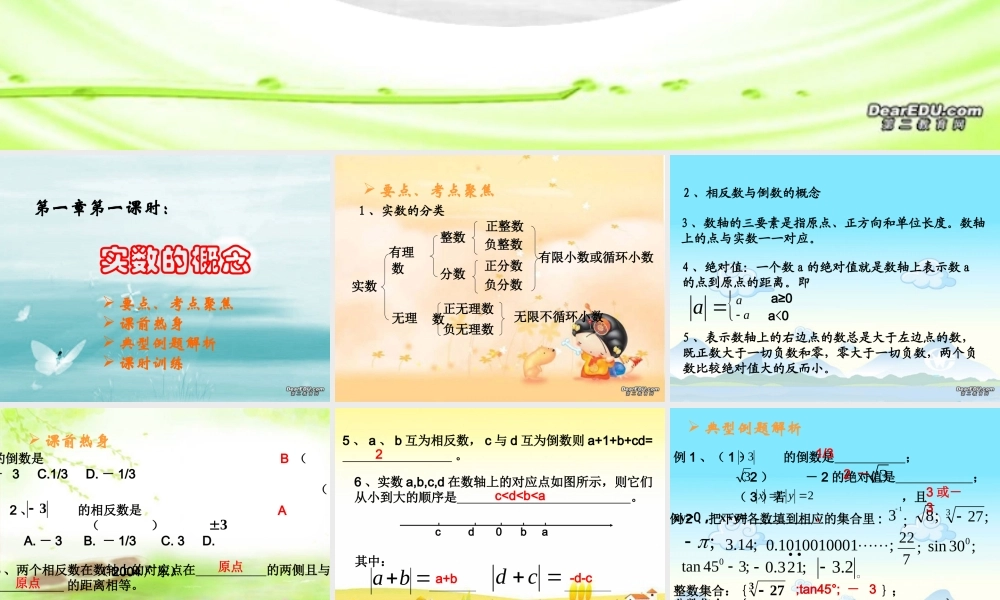 中考复习课件实数的概念 浙教版 课件