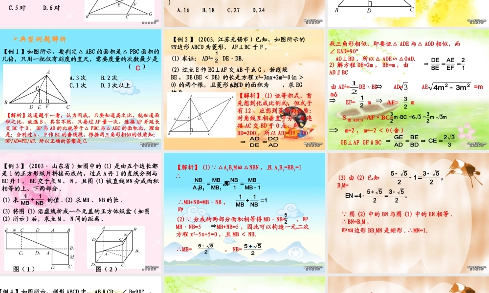 中考数学复习三角形相似 新课标 人教版 试题