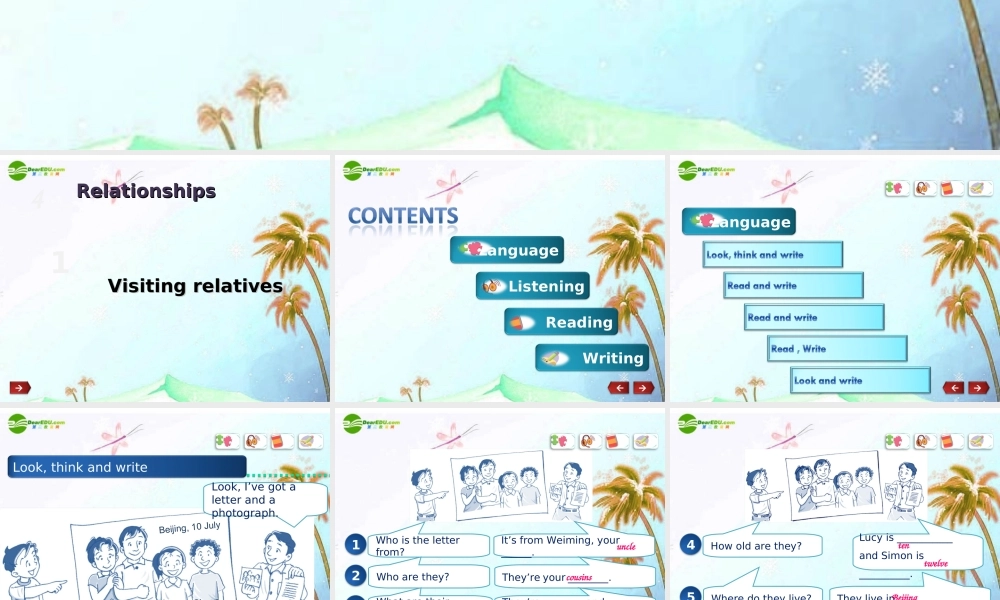 七年级英语上册 Module 4 Unit 1 Visiting relatives Workbook课件 牛津版 课件
