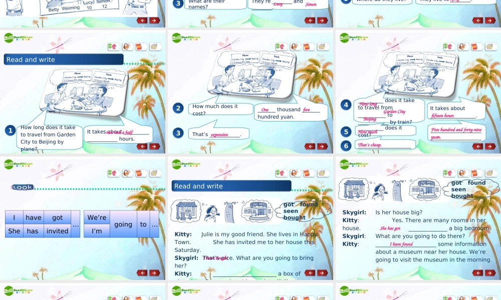 七年级英语上册 Module 4 Unit 1 Visiting relatives Workbook课件 牛津版 课件