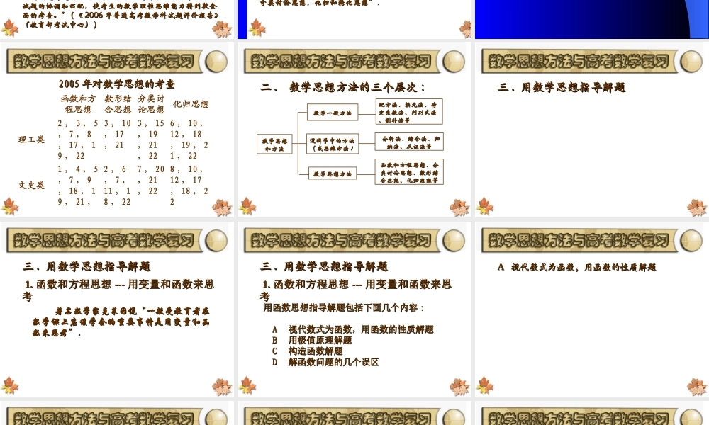 数学思想方法与高考数学复习课件