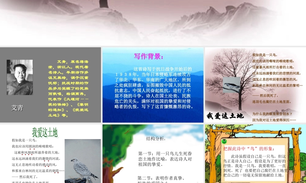 九年级语文 我爱这土地 ppt 课件