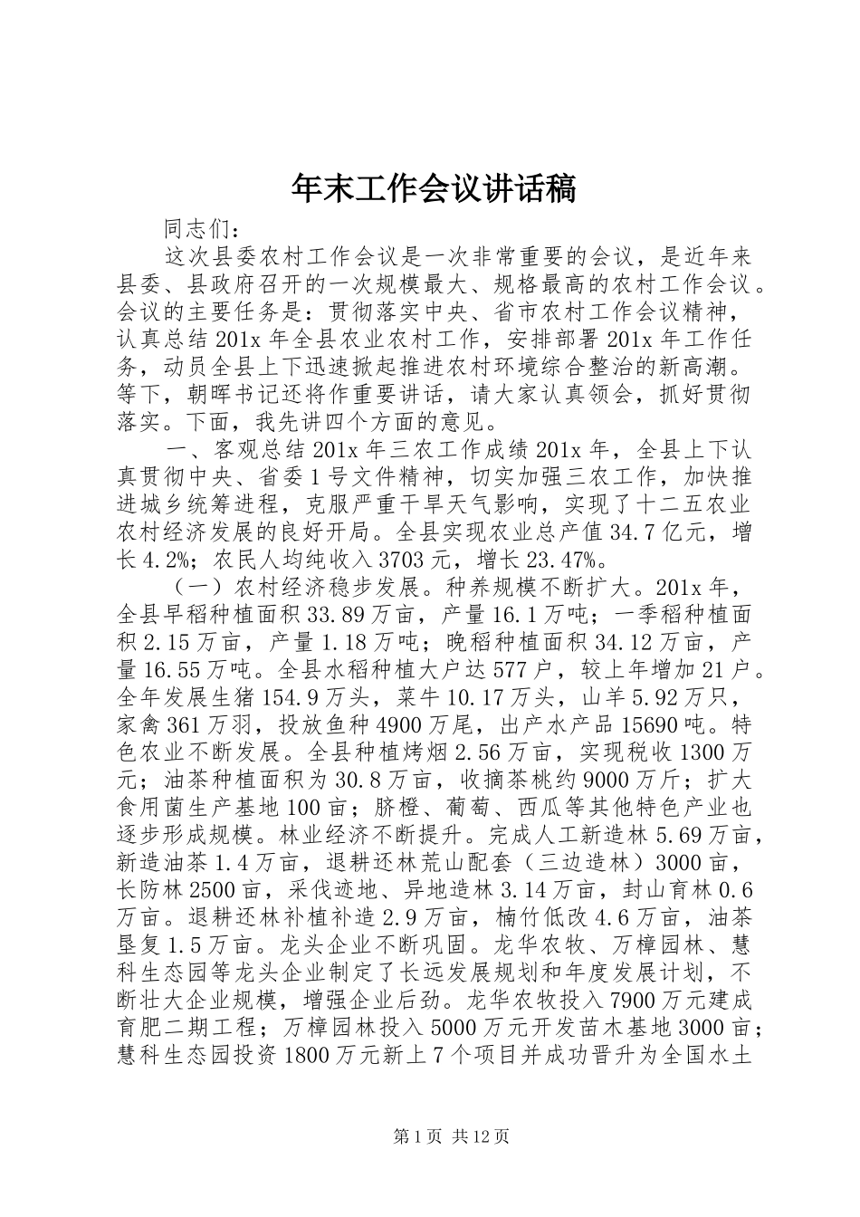 年末工作会议讲话稿_第1页