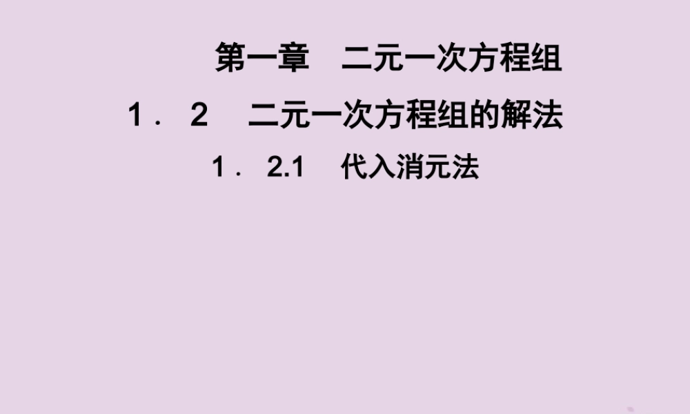 七年级数学下册 第1章(二元一次方程组)1.2 二元一次方程组的解法 1.2.1 代入消元法习题课件 (新版)湘教版 课件