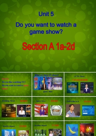 八年级英语上册 Unit 5 Do you want to watch a game show Section A 1课件 (新版)人教新目标版 课件