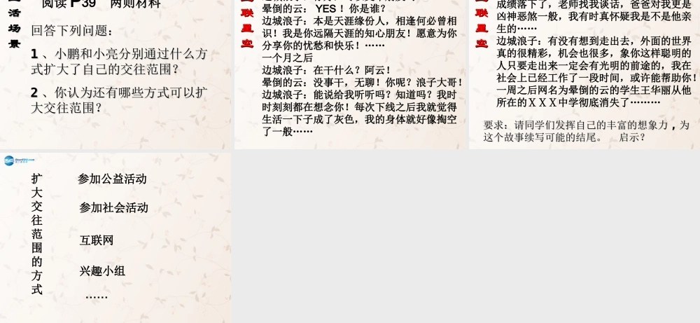 八年级政治上册 第4课 我们的朋友遍天下课件 鲁教版 课件