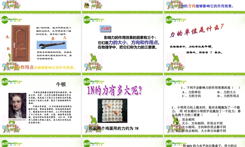 八年级物理：5.1力—5.2怎样描述力课件(沪科版) 课件