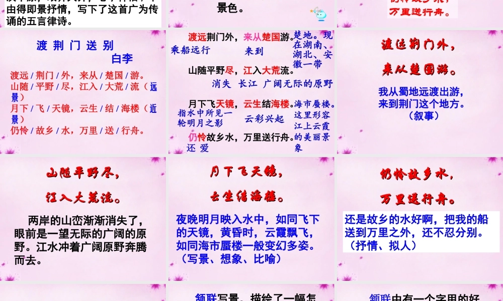 八年级语文上册 第30课(渡荆门送别)课件 新人教版 课件