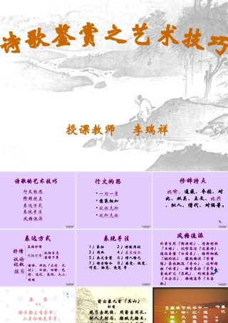 九年级语文诗歌鉴赏之艺术技巧课件 人教版 课件