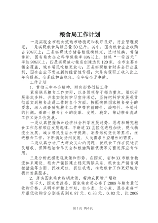 粮食局工作计划