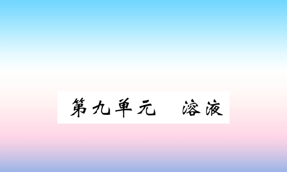 中考化学复习 第1编 教材知识梳理篇 第9单元 溶液(精讲)课件