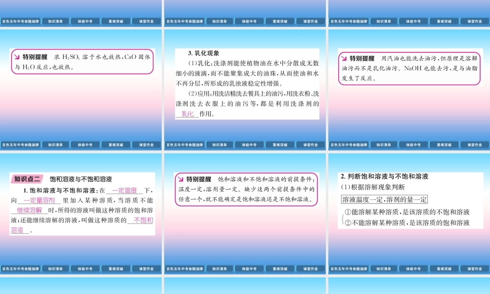 中考化学复习 第1编 教材知识梳理篇 第9单元 溶液(精讲)课件