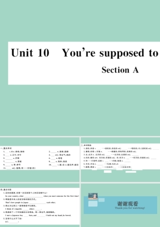 九年级英语全册 Unit 10 You re supposed to shake hands Section A作业课件 (新版)人教新目标版 课件