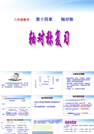 八年级数学上册 第12章(轴对称)总复习课件 新人教版 课件