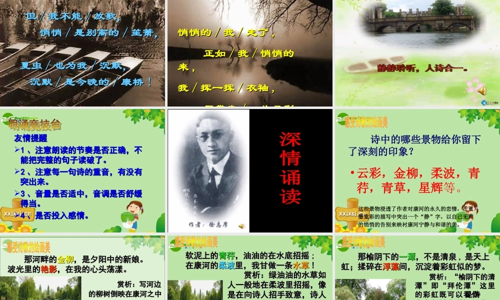 七年级语文下册 第24课(现代诗三首)之再别康桥课件 苏教版 课件