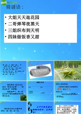 七年级语文上册 第四单元(绿色蝈蝈)课件 人教新课标版 课件