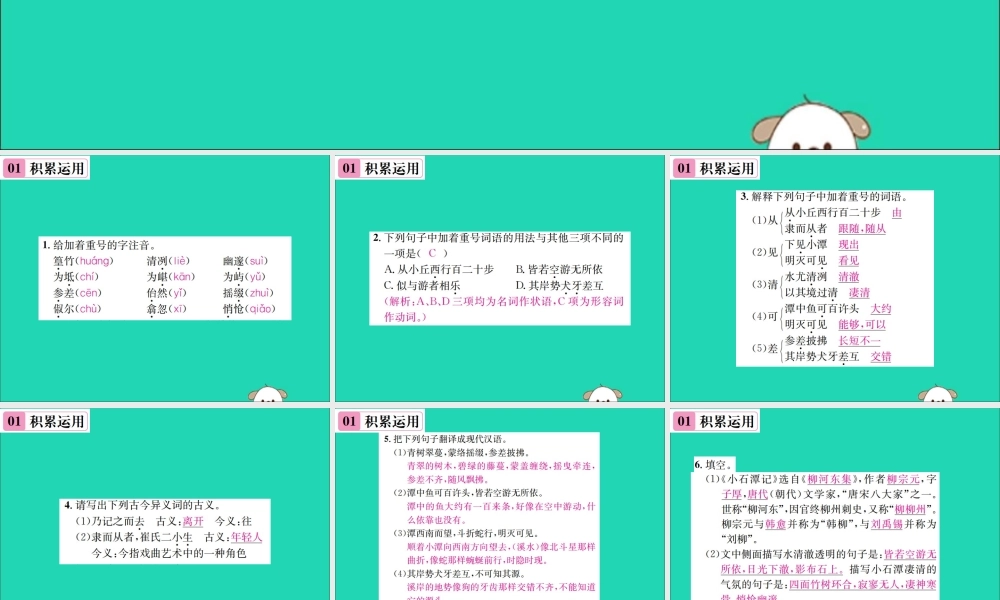 八年级语文下册 第三单元 10 小石潭记课件 新人教版 课件