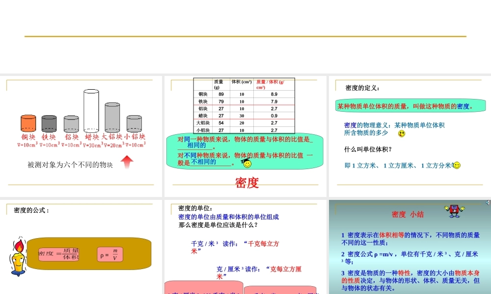 九年级物理(密度)课件