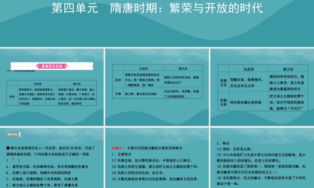 中考历史复习 第四单元 隋唐时期：繁荣与开放的时代课件