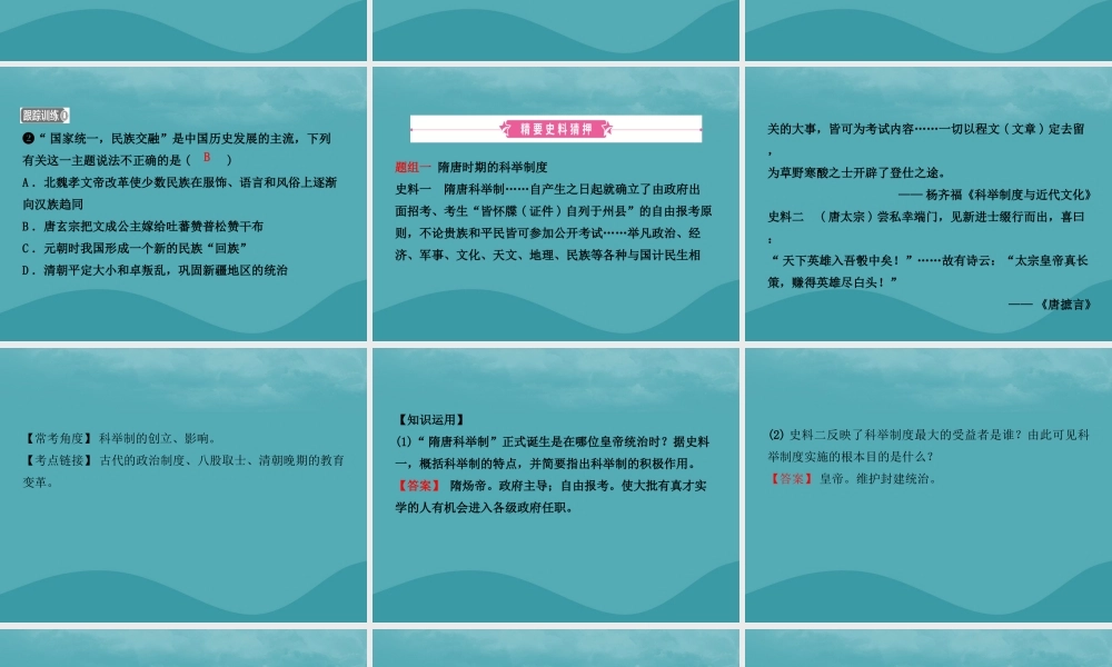 中考历史复习 第四单元 隋唐时期：繁荣与开放的时代课件