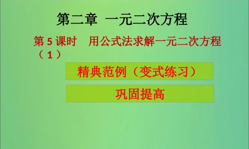 九年级数学上册 第2章 一元二次方程 第5课时 用公式法求解一元二次方程(1)(课堂导练)习题课件 (新版)北师大版 课件