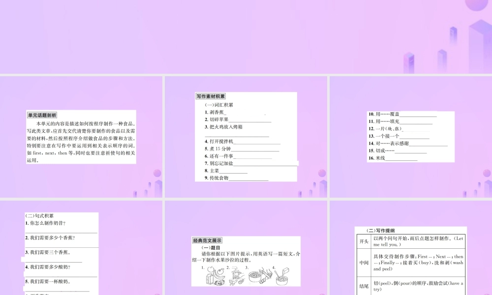 八年级英语上册 Unit 8 How do you make a banana milk shake同步作文指导习题课件 (新版)人教新目标版 课件