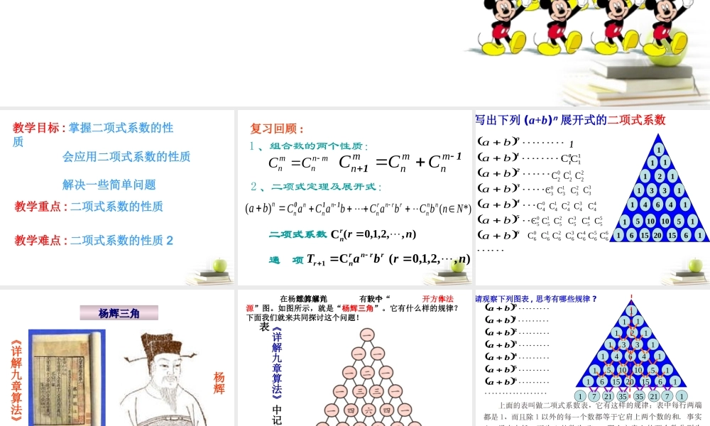 四川省邛崃一中高二数学 二项式系数的性质 课件