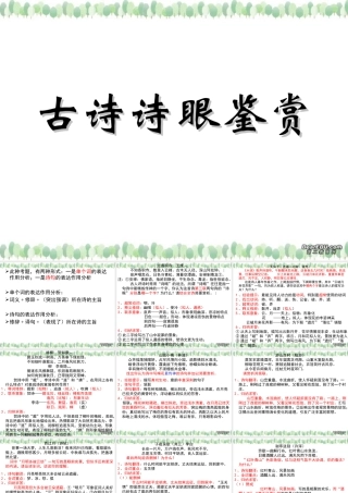 古诗诗眼鉴赏 新课标 人教版 课件