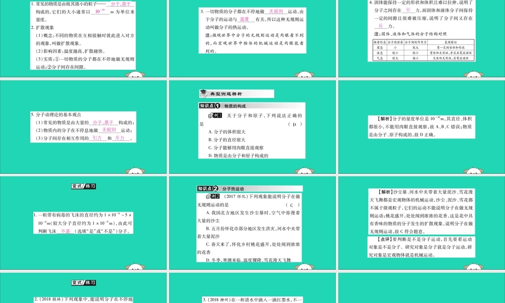 九年级物理全册 第十三章 内能 第1节 分子热运动课件 (新版)新人教版 课件