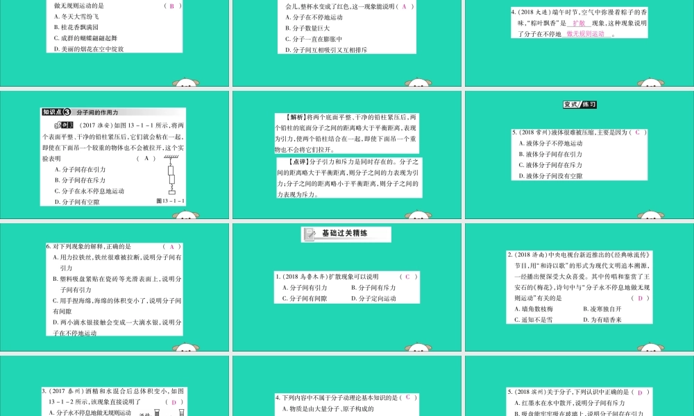 九年级物理全册 第十三章 内能 第1节 分子热运动课件 (新版)新人教版 课件