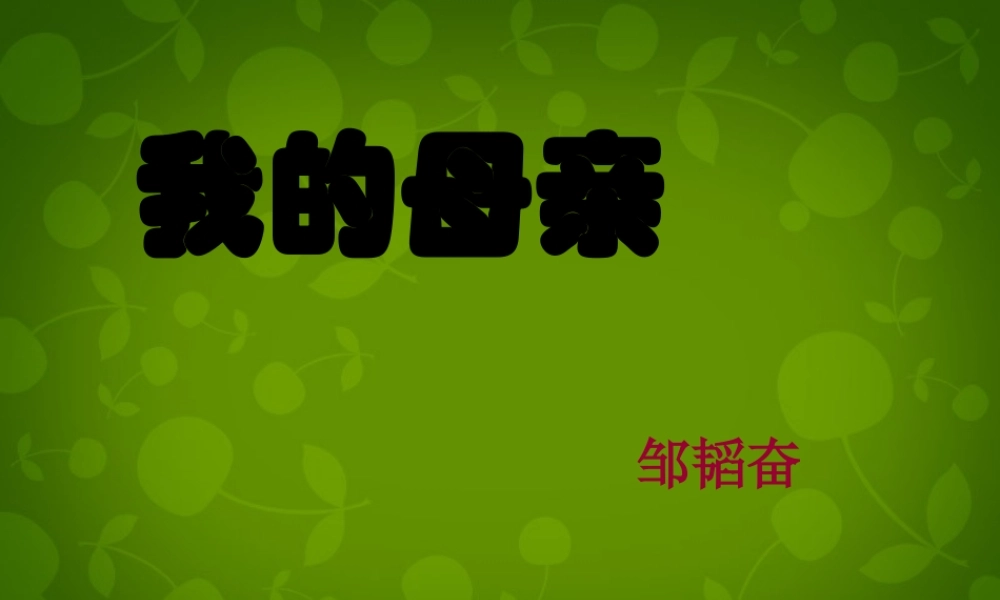 八年级语文上册 14 我的母亲课件1 苏教版 课件