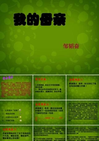 八年级语文上册 14 我的母亲课件1 苏教版 课件