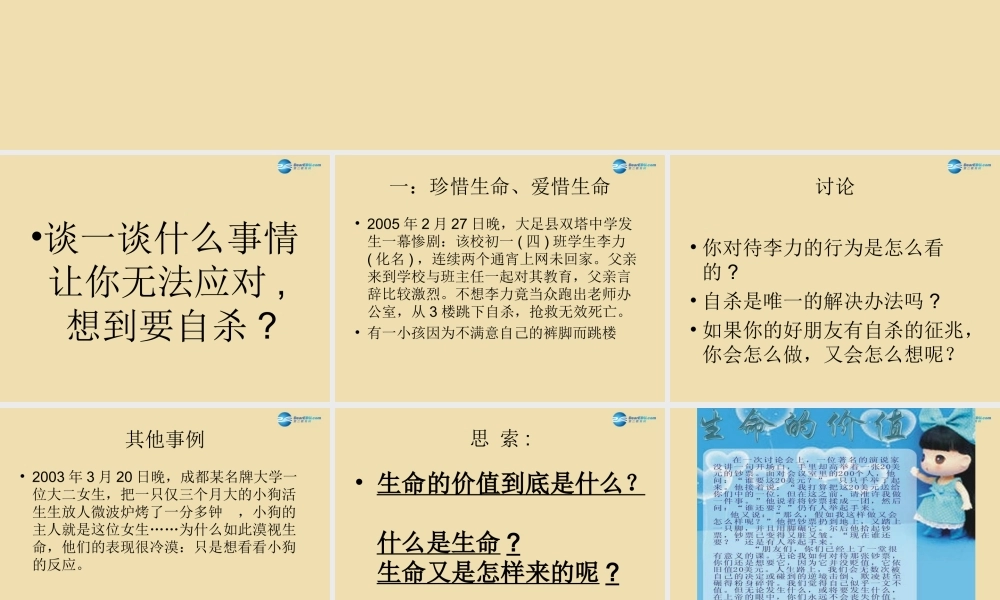 中学安全教育主题班会(绽放光彩— 生命教育 )课件