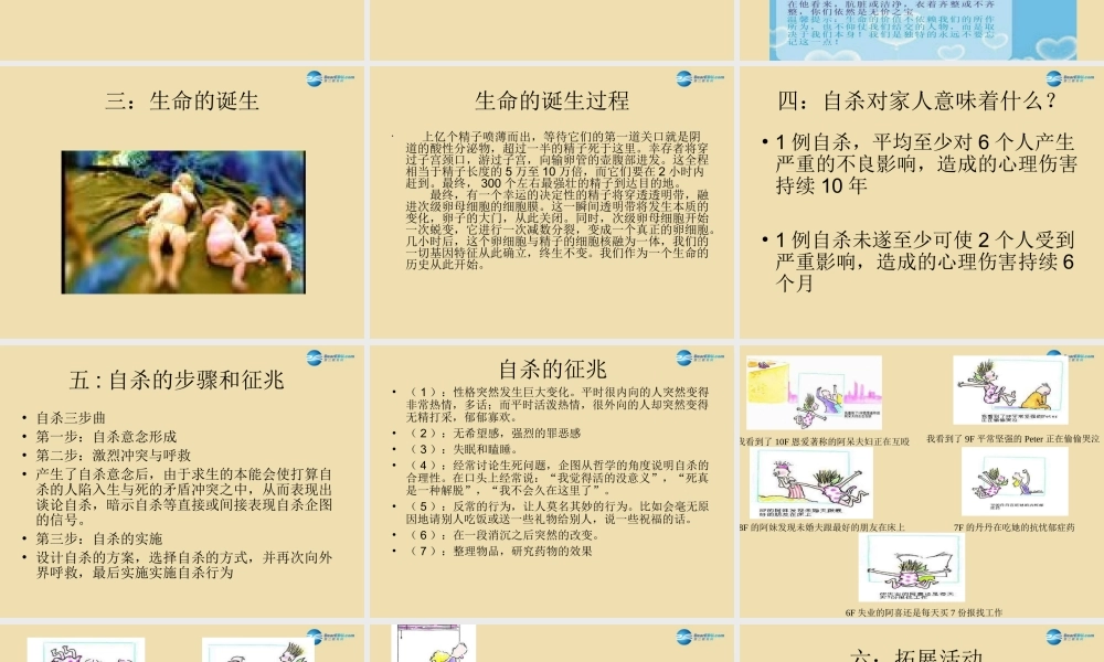 中学安全教育主题班会(绽放光彩— 生命教育 )课件