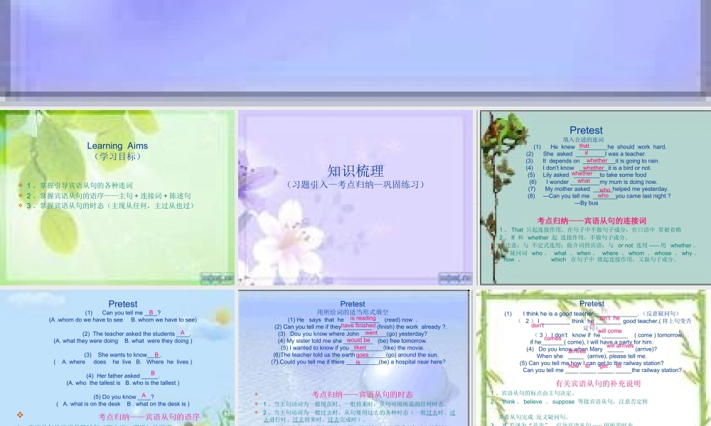 九年级英语宾语从句课件冀教版 课件