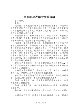 学习标兵表彰大会发言稿