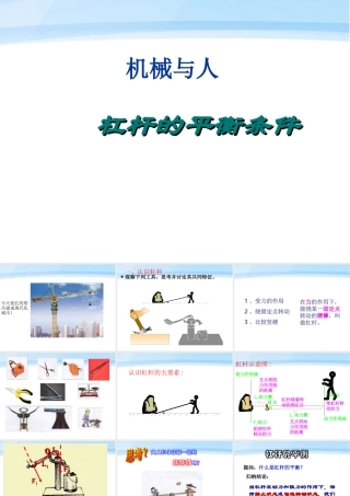 八年级物理 9.1(杠杆的平衡条件)课件1 沪科版 课件