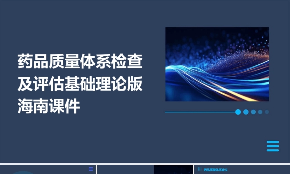 药品质量体系检查及评估基础理论版海南课件
